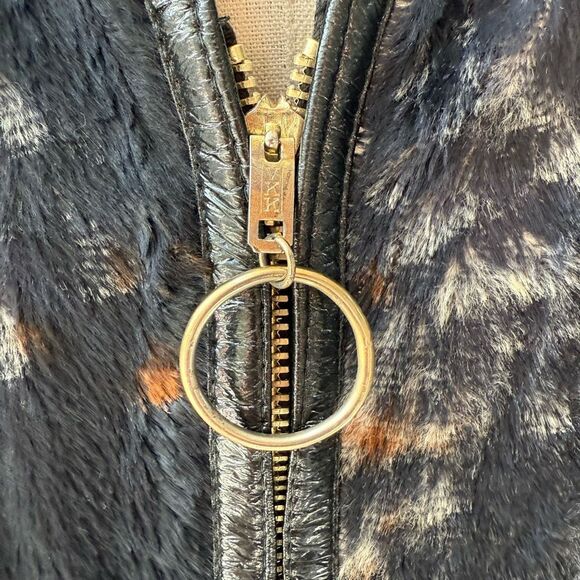 Vintage 70s Carnaby Faux Brindle Fur Longline Zip Vest M L - Picture 5 of 10